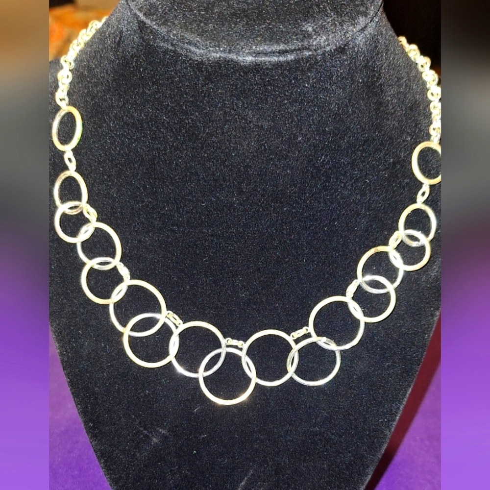 Nine West silver tone multi circle bib necklace